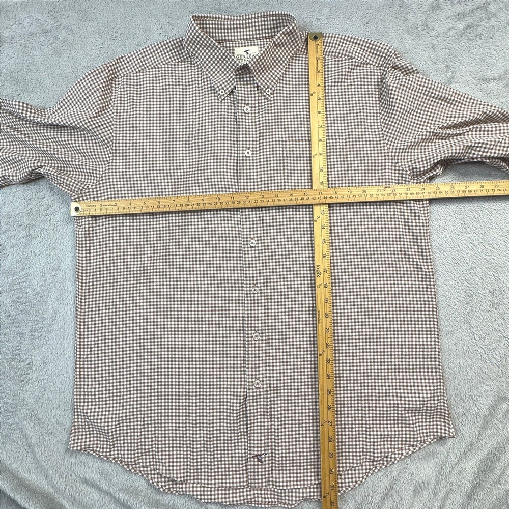 Genteal Performance Shirt Mens XL Brown White Gingham Check Long Sleeve - Picture 6 of 9